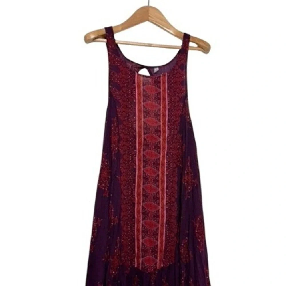 Free People Purple and Red Boho Mini Dress
